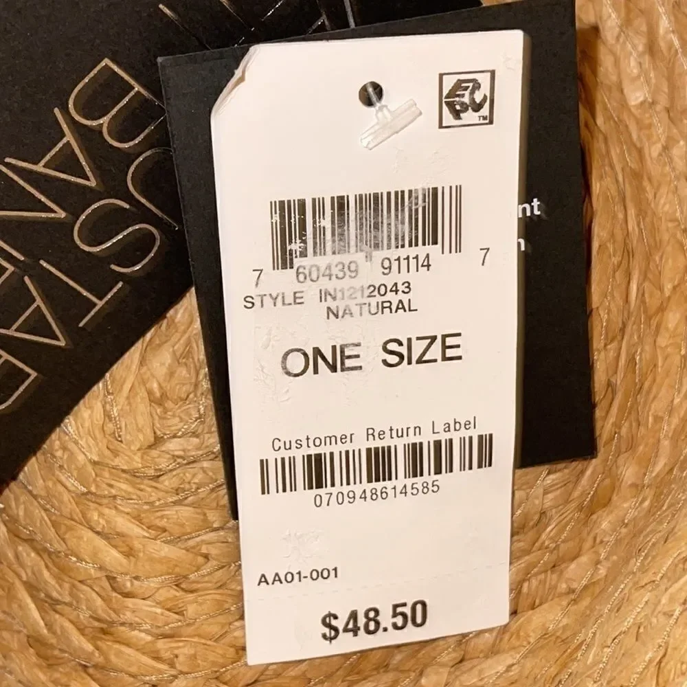 NWT INC Frayed-Edge Panama Hat With Shell Band